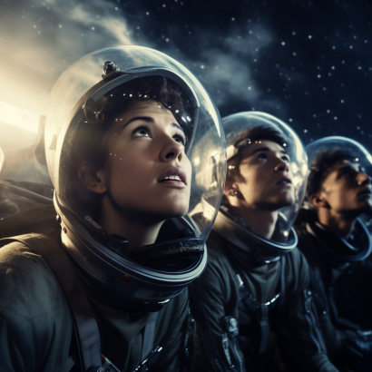 gdoor777_group_of_young_ADULTS_female_AN_A_BOY_astronauts_wat_50c5e963-cd24-48f8-b293-624dffb3e699_2